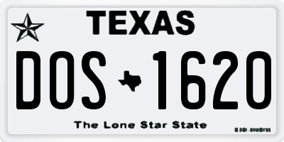 TX license plate DOS1620