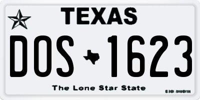 TX license plate DOS1623