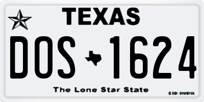 TX license plate DOS1624