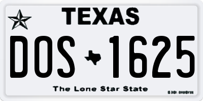 TX license plate DOS1625