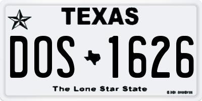 TX license plate DOS1626