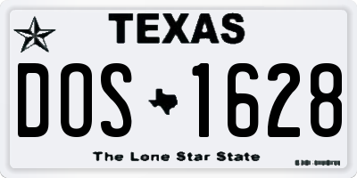 TX license plate DOS1628