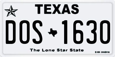 TX license plate DOS1630
