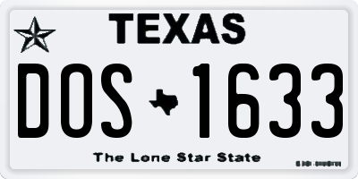 TX license plate DOS1633