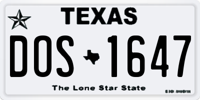 TX license plate DOS1647