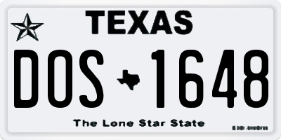 TX license plate DOS1648