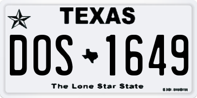TX license plate DOS1649