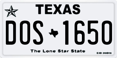 TX license plate DOS1650