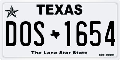 TX license plate DOS1654