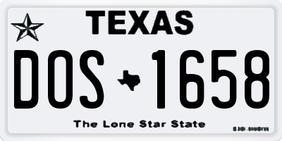 TX license plate DOS1658