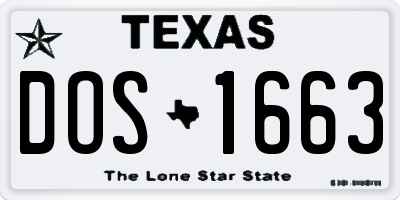 TX license plate DOS1663