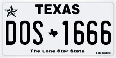 TX license plate DOS1666