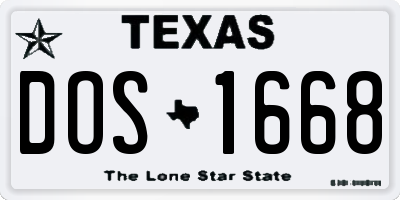 TX license plate DOS1668