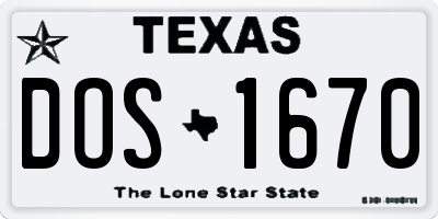 TX license plate DOS1670