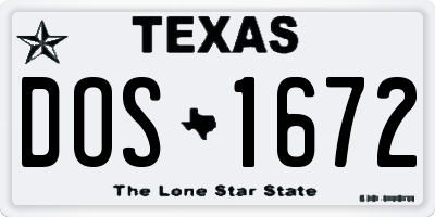 TX license plate DOS1672