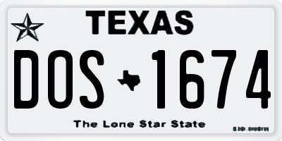 TX license plate DOS1674