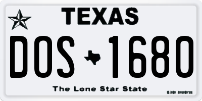 TX license plate DOS1680