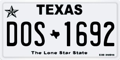 TX license plate DOS1692