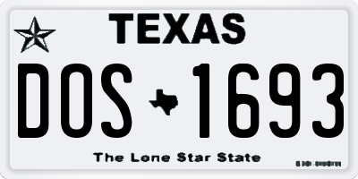 TX license plate DOS1693