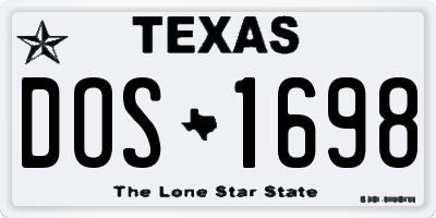 TX license plate DOS1698