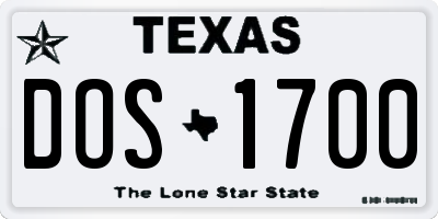 TX license plate DOS1700