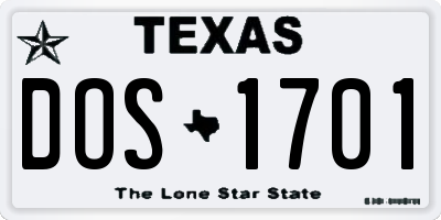 TX license plate DOS1701