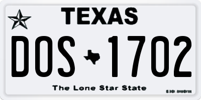 TX license plate DOS1702