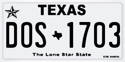 TX license plate DOS1703
