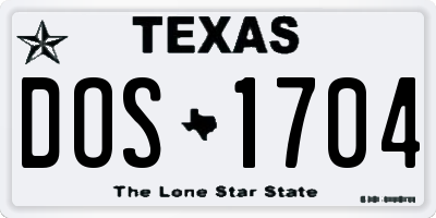 TX license plate DOS1704