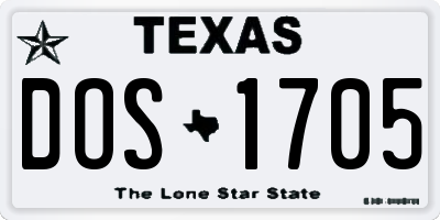 TX license plate DOS1705