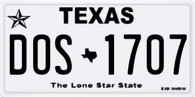 TX license plate DOS1707