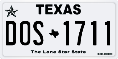 TX license plate DOS1711