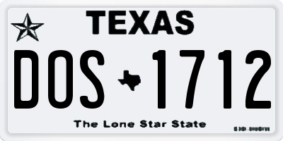 TX license plate DOS1712