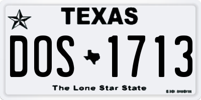 TX license plate DOS1713