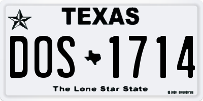 TX license plate DOS1714