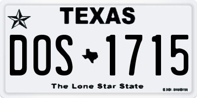 TX license plate DOS1715