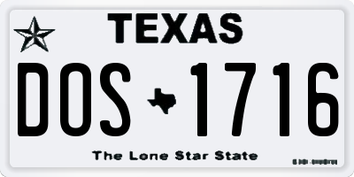 TX license plate DOS1716