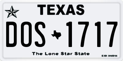 TX license plate DOS1717