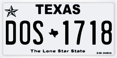 TX license plate DOS1718