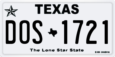 TX license plate DOS1721