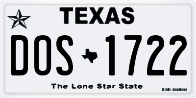 TX license plate DOS1722