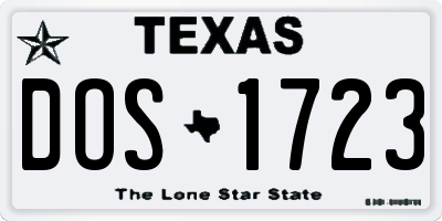TX license plate DOS1723