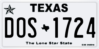 TX license plate DOS1724