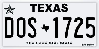 TX license plate DOS1725