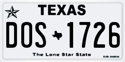 TX license plate DOS1726