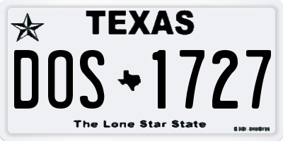 TX license plate DOS1727