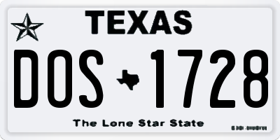 TX license plate DOS1728
