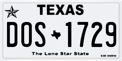 TX license plate DOS1729