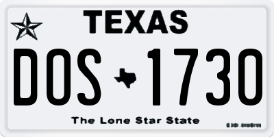 TX license plate DOS1730