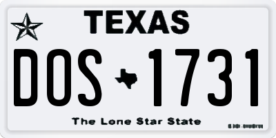 TX license plate DOS1731